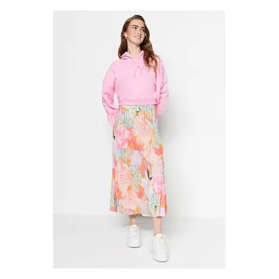 Trendyol Multi-Colored Floral Patterned Pleated, Elastic Waist Woven Skirt