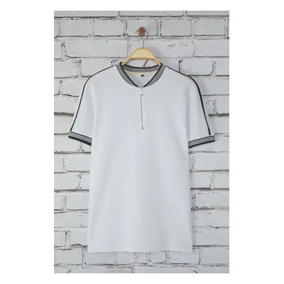 Trendyol White Regular Cut Piping Judge Collar Polo Neck T-shirt