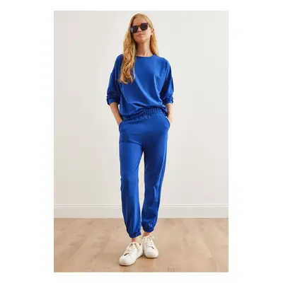 Olalook Women's Sax Blue Basic Tracksuit