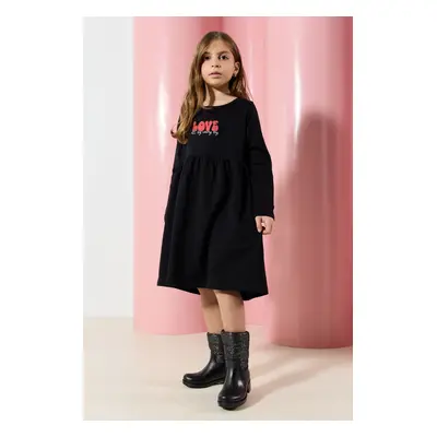 Trendyol Black*001 Midi Printed Cotton Knit Dress