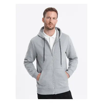 Ombre Men's unbuttoned hooded sweatshirt - grey melange