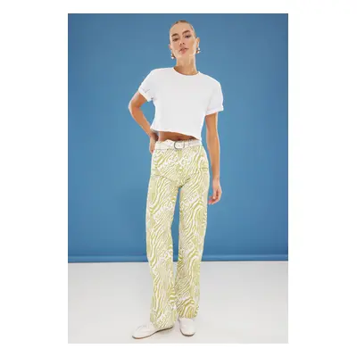 Trendyol Multicolored Animal Zebra Print High Waist Wide Leg Jeans