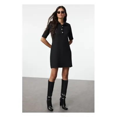 Trendyol Black Tweed Shift Mini Knit Dress