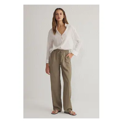 Trendyol Khaki Elastic Waist Fabric Pull On Jogger Woven Trousers Woven Trousers