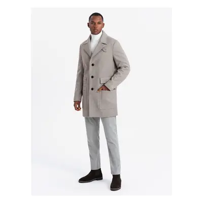 Ombre Single-breasted patterned men's coat with pockets - ash