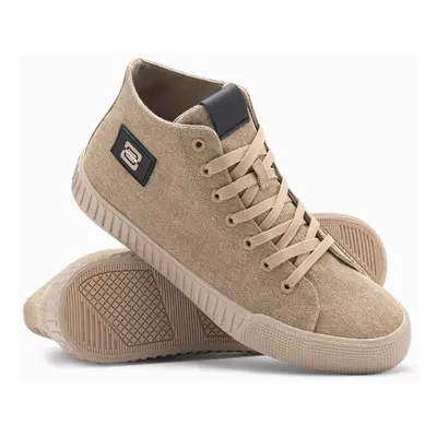 Ombre Men's canvas high top sneakers shoes - light brown