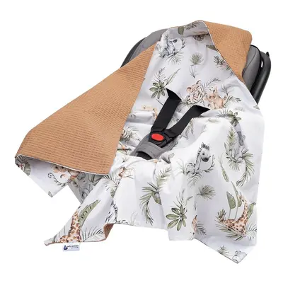 Medi Partners Baby carrier wrap – blanket with hood cm – Waffle – Safari + brown Waffle