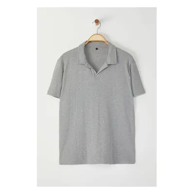 Trendyol Gray Regular/Normal Cut Textured Basic Polo Neck T-Shirt