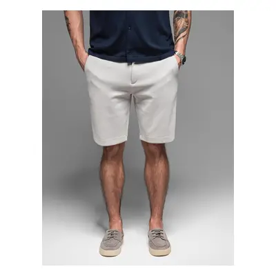 Ombre Men's SLIM FIT short shorts in melange structured knit - light grey