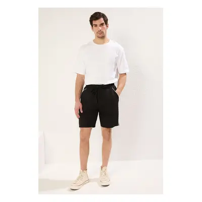 Trendyol Black Regular Cut Piping Shorts & Bermuda