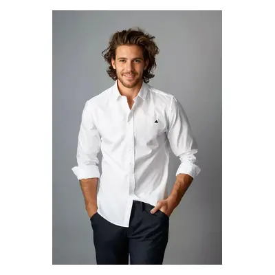 Trendyol White Regular Fit Embroidered Detail Easy Iron Smart Shirt