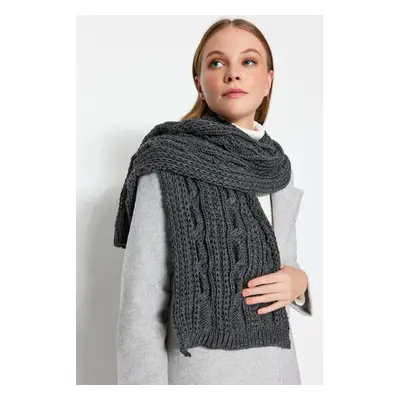 Trendyol Anthracite Knit Detailed Knitwear Scarf