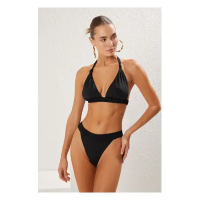 Trendyol Black*001 Plain Triangle Normal Waist Bikini Set