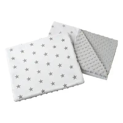 Medi Partners Quilt 55x75 + pillow 35x30 cotton + minky – Gray stars on white + gray minky