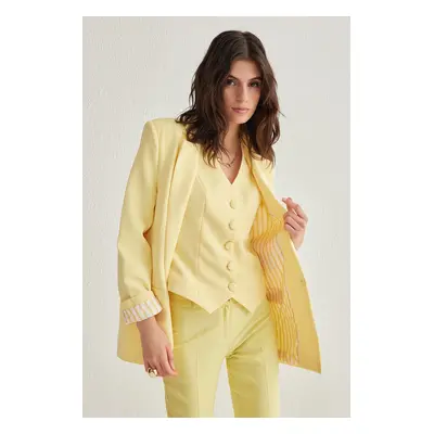 Trendyol Yellow Striped Woven Blazer Jacket