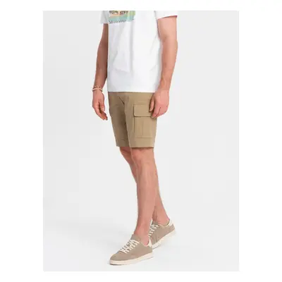 Ombre One color men's shorts with cargo pockets - sand