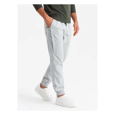 Ombre Men's knit joggers with pleats - light grey