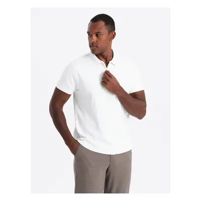 Ombre Men's polo shirt with zippered collar - white