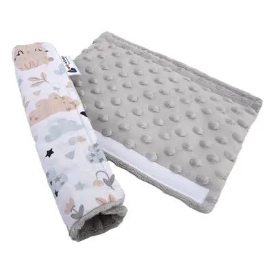 Medi Partners Cotton + Minky car seat belt protector – Polana + gray Minky