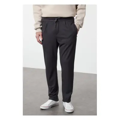 Trendyol Anthracite Slim Fit Elastic Waist Knitted Casual Trousers