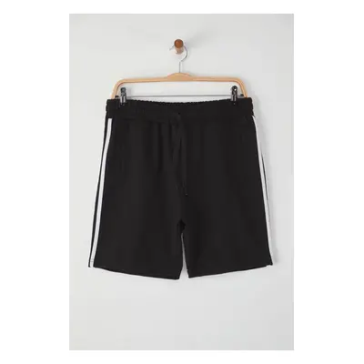 Trendyol Black Regular Cut Striped Zipper Pocket Shorts & Bermuda