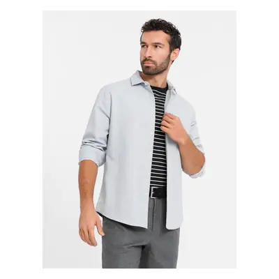 Ombre Men's shirt with pocket REGULAR FIT - light grey melange