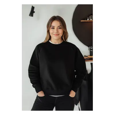 Trendyol Curve Black Stitch Detail Cotton Regular Fit Plus Size Sweatshirt