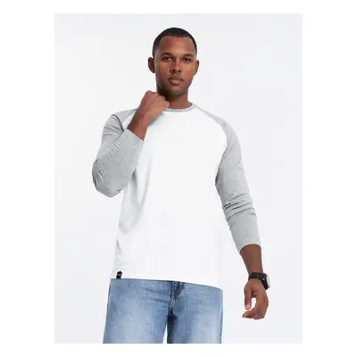 Ombre Men's longsleeve with raglan contrast sleeves - white and gray