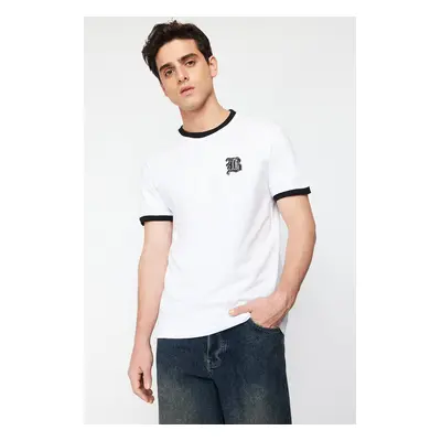 Trendyol White Regular Cut Printed 100% Cotton Short Sleeve T-Shirt