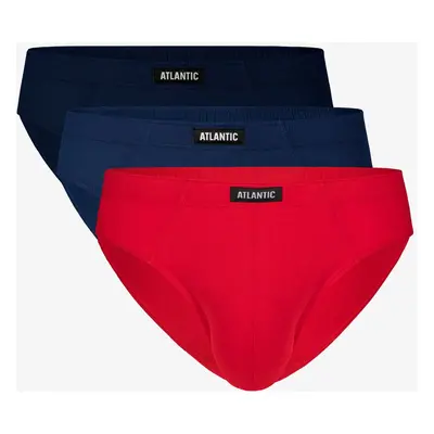 Pánské klasické slipy ATLANTIC 3Pack - tmavě modré/modré/červené