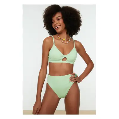 Trendyol Green Textured High Waist Bikini Bottoms