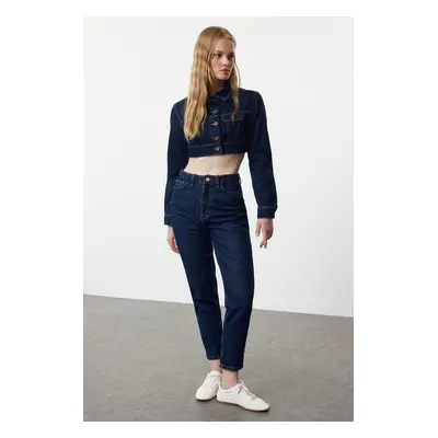 Trendyol Dark Blue High Waist Mom Jeans