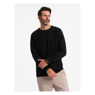 Ombre Men's raglan sweater with ribbed sleeves - black