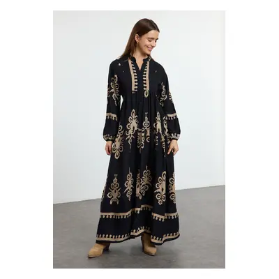 Trendyol Black Authentic Patterned Viscose Woven Dress