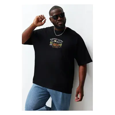 Trendyol Black Crew Neck Oversize/Wide Model Plus Size T-Shirt