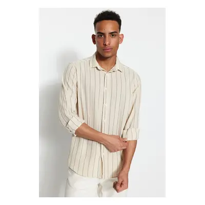 Trendyol Black Striped Regular Fit Textured Shirt