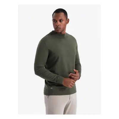 Ombre Men's knitted half turtleneck with viscose - dark olive