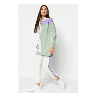 Trendyol Lilac Oversize Knitted Color Block Tracksuit