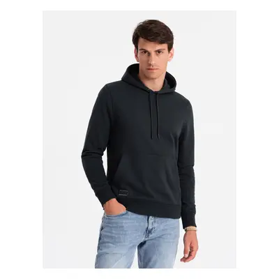 Ombre Men's BASIC cotton kangaroo hooded sweatshirt - black