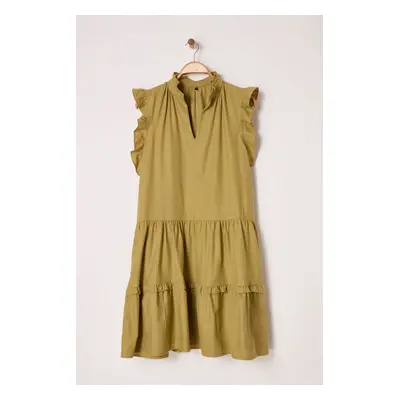 Trendyol Curve Khaki Linen Look Woven Maternity & Plus Size Dress