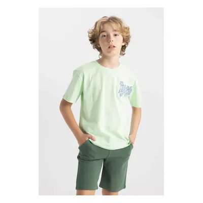 DEFACTO Boy's Crew Neck Printed Short Sleeve T-Shirt