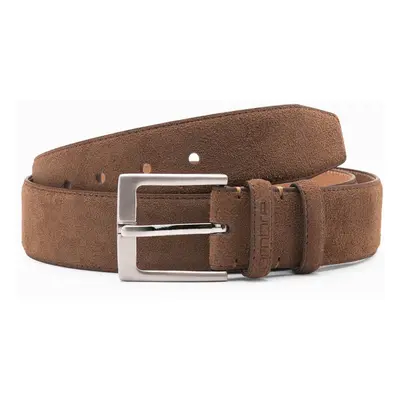 Ombre One-color men's belt in natural suede - brown