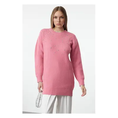 Trendyol Light Pink Soft Texture Stone Knitted Sweater