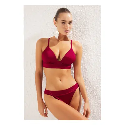 Trendyol Claret Red Triangle Shiny Brazilian Core Bikini Team