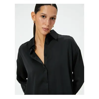 Koton Satin Shirt Long Sleeve Buttoned Standard Cut