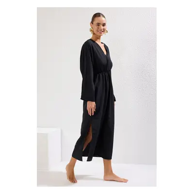 Trendyol Black Maxi Woven Slit Beach Dress