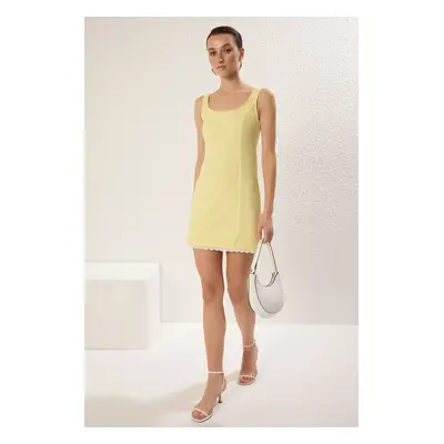 Trendyol Yellow A-Line Lace Detailed Mini Woven Dress