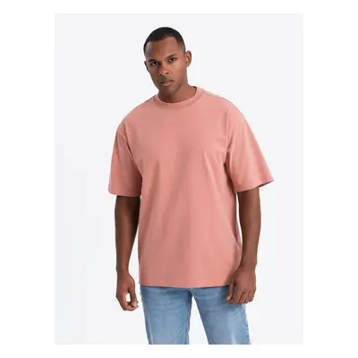 Ombre Men's cotton LOOSE FIT t-shirt with round neckline - pink