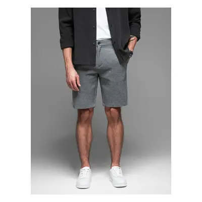 Ombre Men's SLIM FIT short shorts in structured melange knit - black