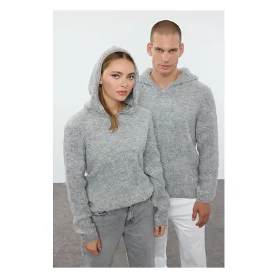 Trendyol Gray Regular Hooded Textured Knitwear Sweater